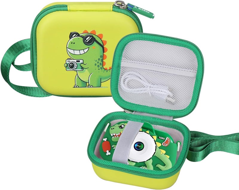 worfty Kids Camera Case Compatible with YEEHAO/Goopow/Hangrui/Masterbee/OUTUVAS/GKTZ Digital Video Camera Toys Camcorder Storage Holder Carrying - Green Dinosaur(Case Only) (Green dinosaur) - Image 1